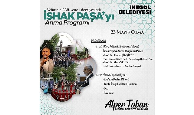 İshak Paşa Vefatının 538. Yılında Anılacak