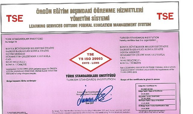Konya Büyükşehir Belediyesi İtfaiye Dairesi Başkanlığı’na TSE’den Sertifika