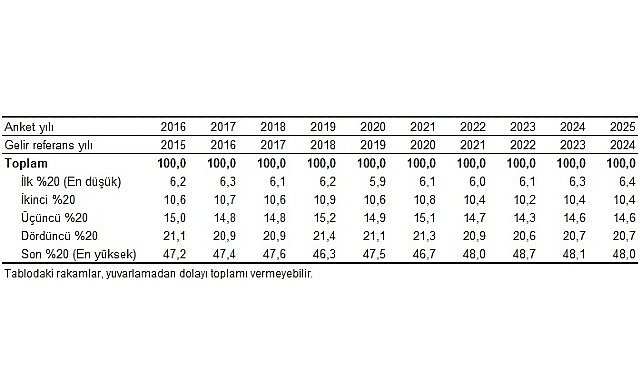 Gelir Dağılımı İstatistikleri, 2025