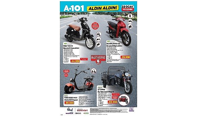 22 Ocak’ta A101’de Motosiklet ve Moped Modelleri Satışa Sunuluyor